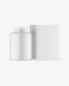 Glossy Plastic Jar with Box Mockup