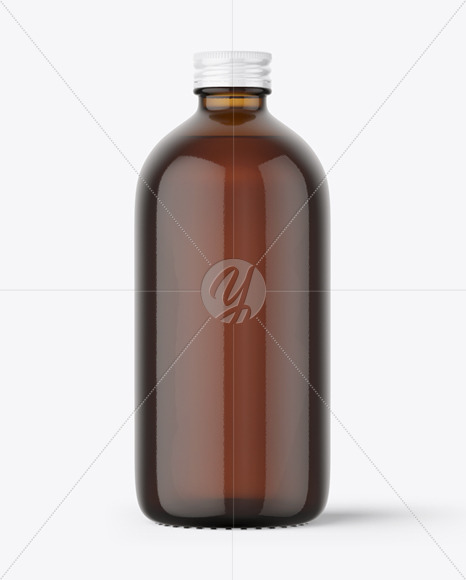 Amber Glass Bottle With Olive Oil Mockup