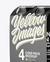 Carton Carrier W/ 4 Glossy Cans Mockup