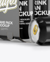 Carton Carrier W/ 4 Glossy Cans Mockup