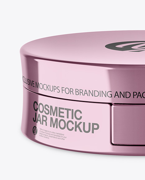 Glossy Metallic Cosmetic Jar Mockup