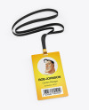 Lanyard w/ Plastic ID Card Mockup