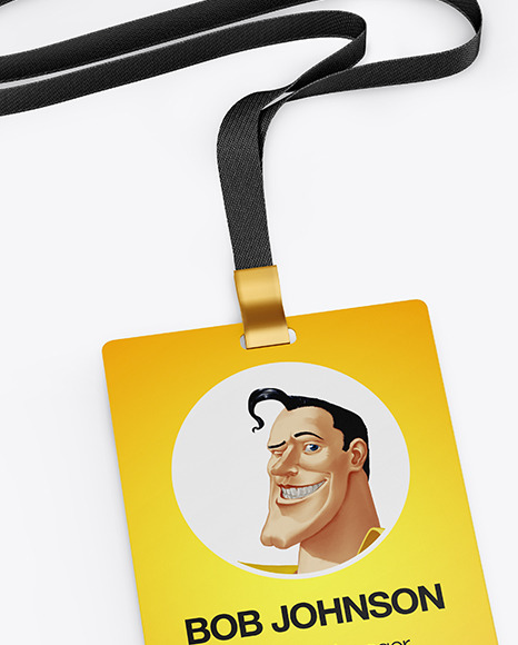 Lanyard w/ Plastic ID Card Mockup