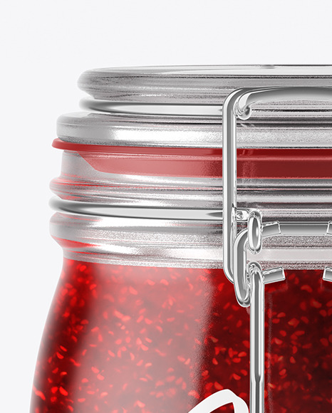 Glass Raspberry Jam Jar With Clamp Lid Mockup