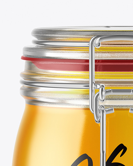 Glass Honey Jar With Clamp Lid Mockup