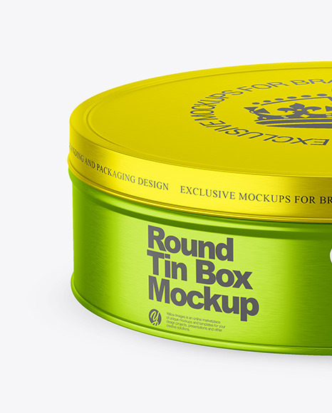 Metallic Round Tin Box Mockup