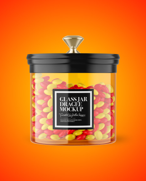 Glass Jar with Dragee Mockup