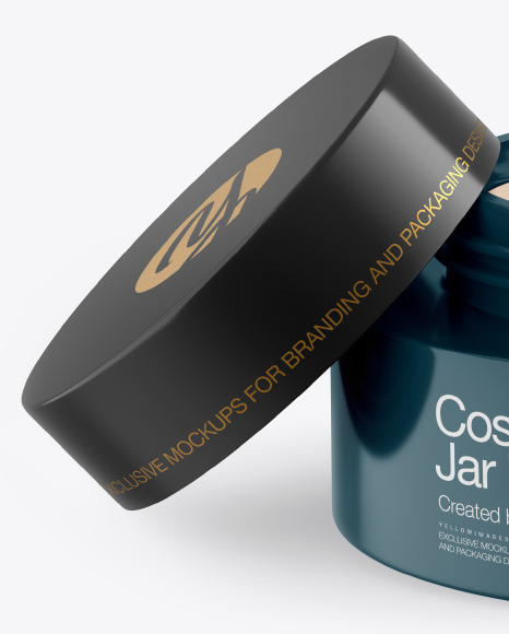 Opened Glossy Cosmetic Jar Mockup