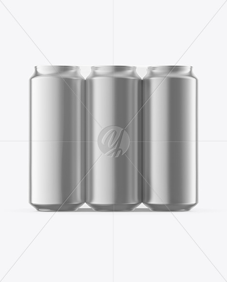 6 Pack Metallic Cans Mockup