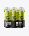 6 Pack Metallic Cans Mockup