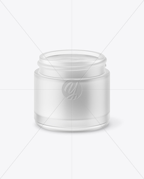 Opened Frosted Glass Jar With White Gel Mockup