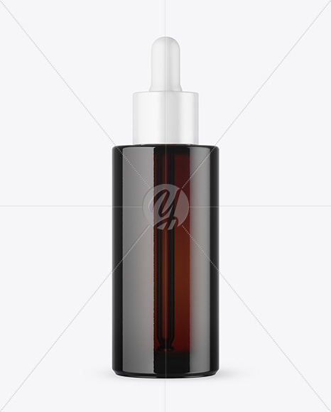 Dark Amber Glass Dropper Bottle Mockup