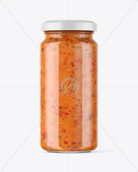 Clear Glass Jar with Sweet Chili Thai Sauce Mockup