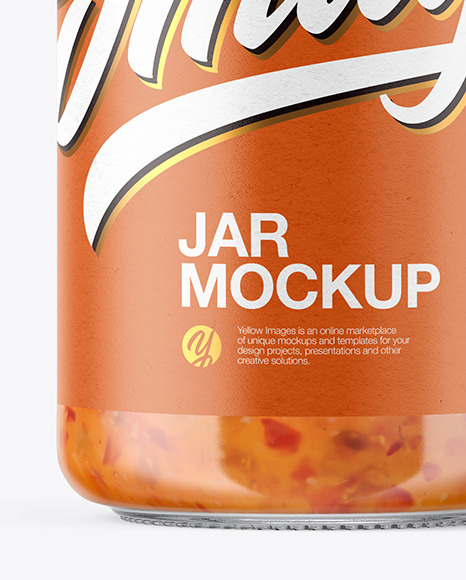 Clear Glass Jar with Sweet Chili Thai Sauce Mockup