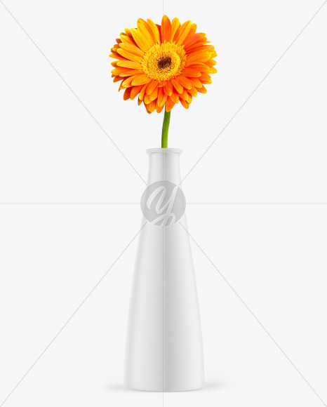 Ceramic Vase with Gerbera Flower Mockup
