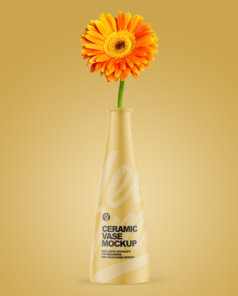 Ceramic Vase with Gerbera Flower Mockup