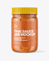 Clear Glass Jar with Sweet Chili Thai Sauce Mockup