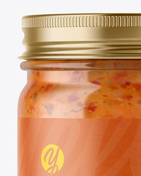 Clear Glass Jar with Sweet Chili Thai Sauce Mockup