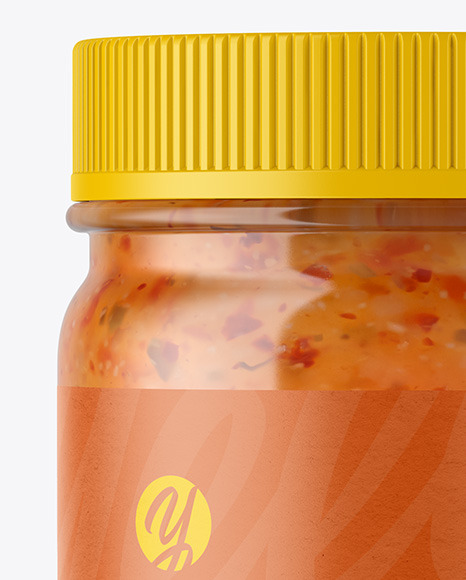 Clear Glass Jar with Sweet Chili Thai Sauce Mockup