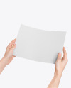 Paper Sheet in Hands Mockup