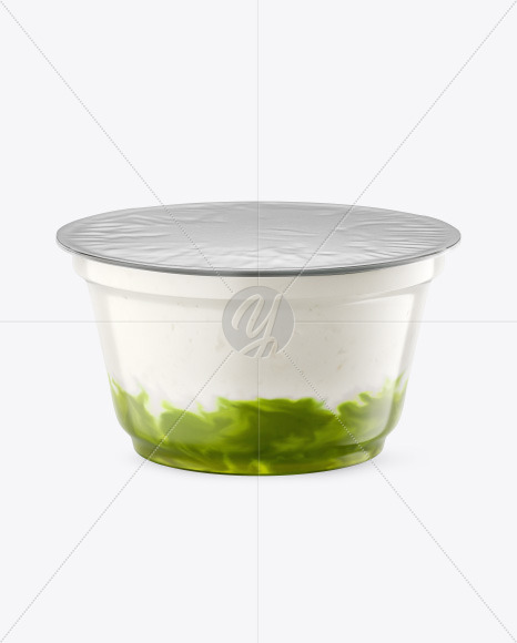 Plastic Cup w/ Yogurt and Kiwi Jam