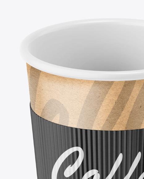 Kraft Paper Coffee Cup With Holder Mockup