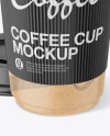 Kraft Paper Coffee Cup With Holder Mockup