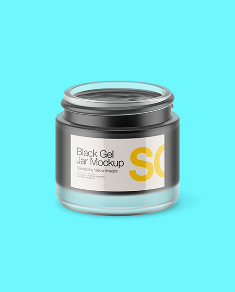 Opened Frosted Glass Jar With Black Gel Mockup