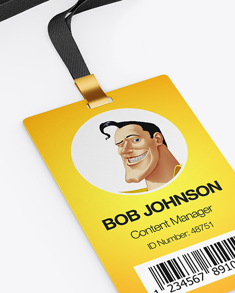 Lanyard w/ Plastic ID Card Mockup