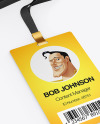 Lanyard w/ Plastic ID Card Mockup