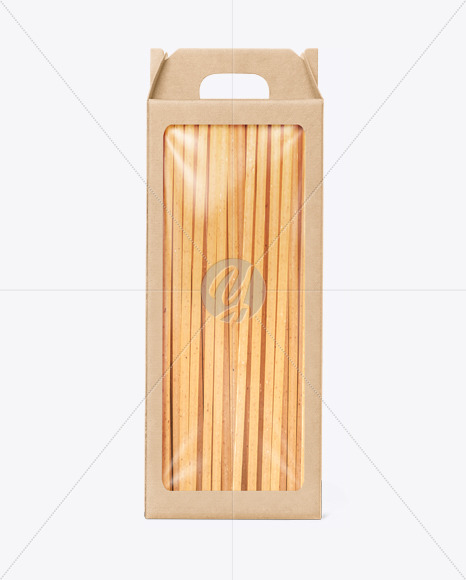 Kraft Box with Fettuccine Pasta Mockup