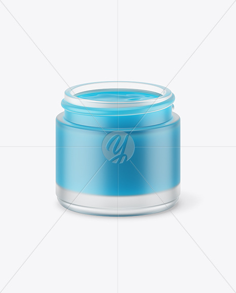 Opened Frosted Glass Jar With Colored Gel Mockup