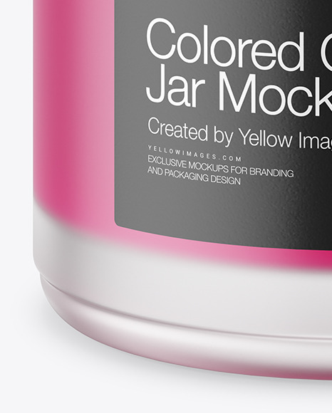 Opened Frosted Glass Jar With Colored Gel Mockup