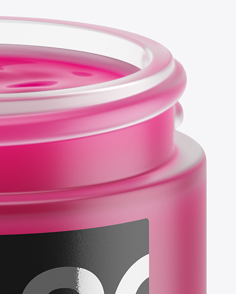 Opened Frosted Glass Jar With Colored Gel Mockup