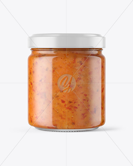 Clear Glass Jar with Sweet Chili Thai Sauce Mockup