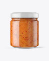 Clear Glass Jar with Sweet Chili Thai Sauce Mockup