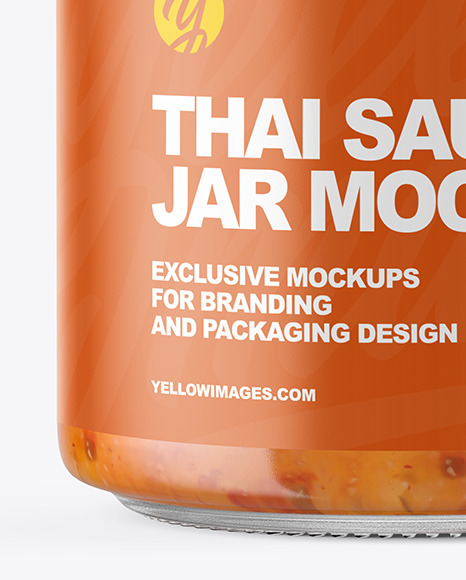 Clear Glass Jar with Sweet Chili Thai Sauce Mockup