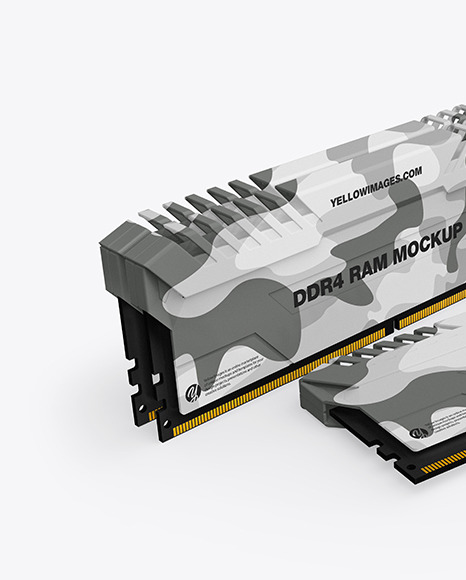 Three Modules of DDR4 RAM Mockup