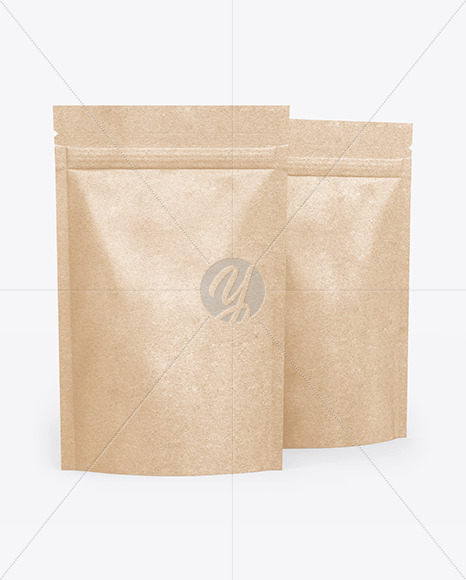 Two Kraft Stand-Up Pouches Mockup