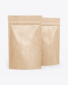 Two Kraft Stand-Up Pouches Mockup
