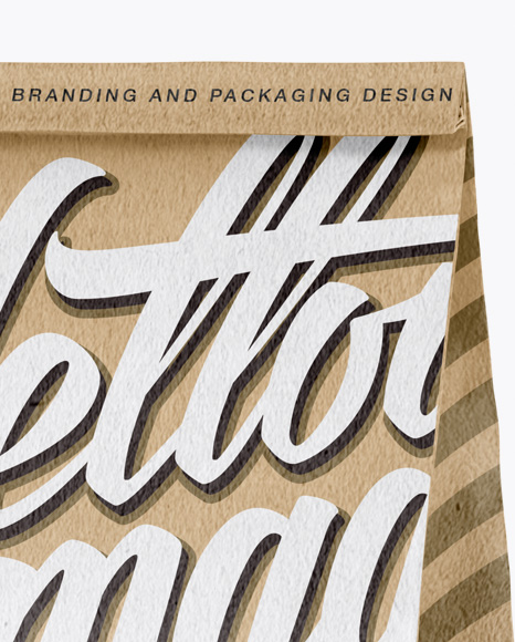 Kraft Paper Bag Mockup - Half Side View