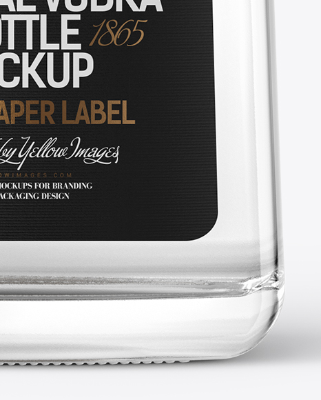 Square Clear Glass Vodka Bottle Mockup