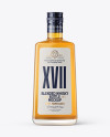 Square Clear Glass Bottle with Whiskey Mockup