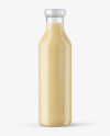 Clear Glass Bottle with Banana Smoothie Mockup