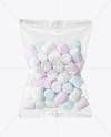 Glossy Plastic Bag W/ Сolored Marshmallows Mockup