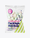 Glossy Plastic Bag W/ Сolored Marshmallows Mockup