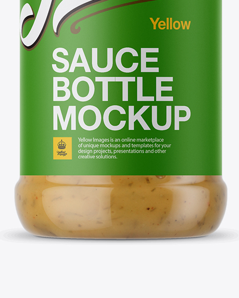 Clear Plastic Bottle with Mustard Sauce Mockup