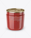 Plastic Jar With Tomato Sauce Mockup (High-Angle Shot)