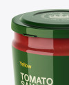 Plastic Jar With Tomato Sauce Mockup (High-Angle Shot)