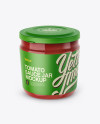 Plastic Jar With Tomato Sauce Mockup (High-Angle Shot)